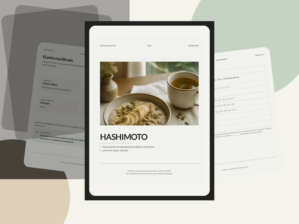 Mockup de la Guía Práctica Hashimoto con páginas internas